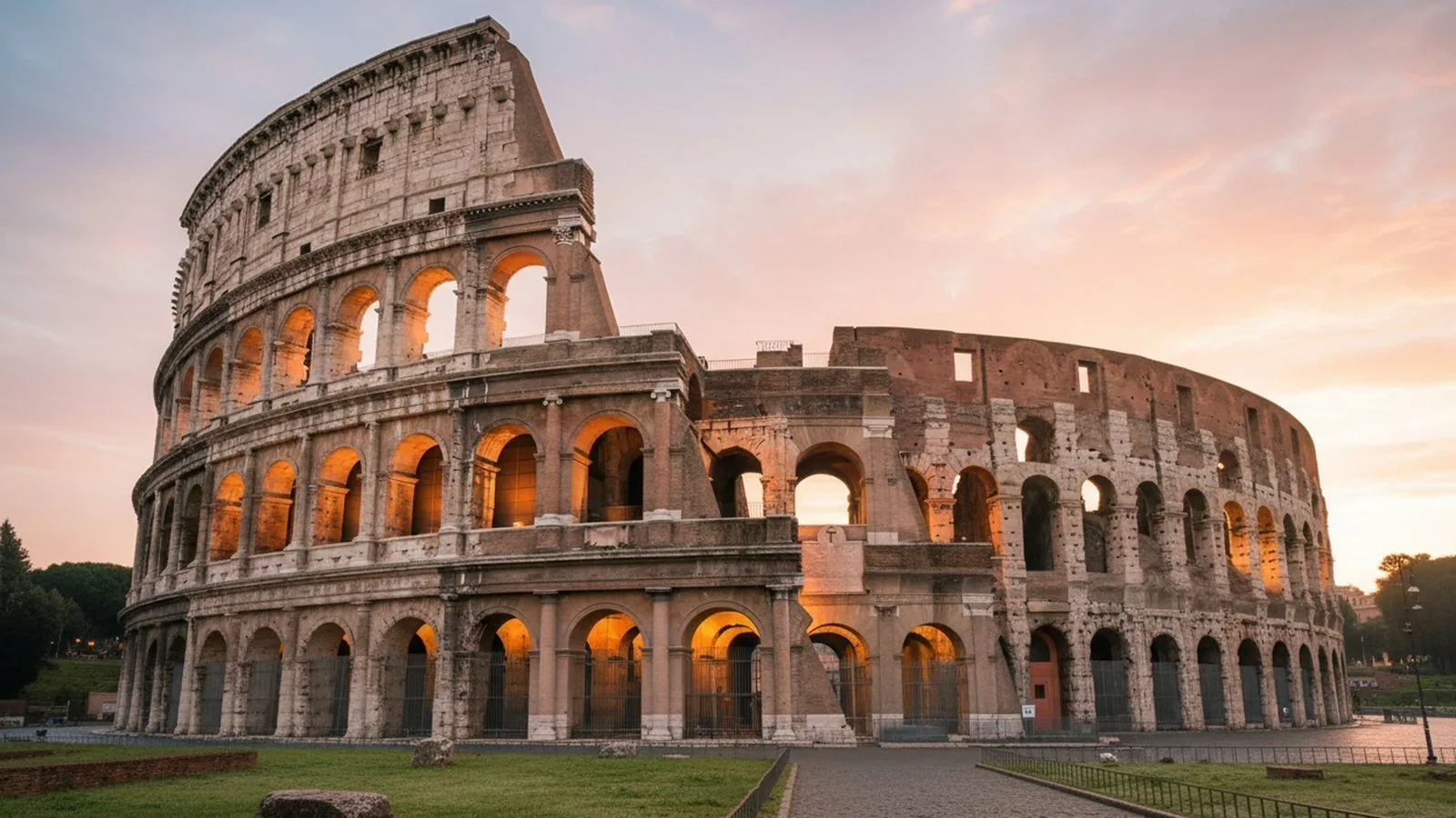 Il Colosseo di Roma al tramonto