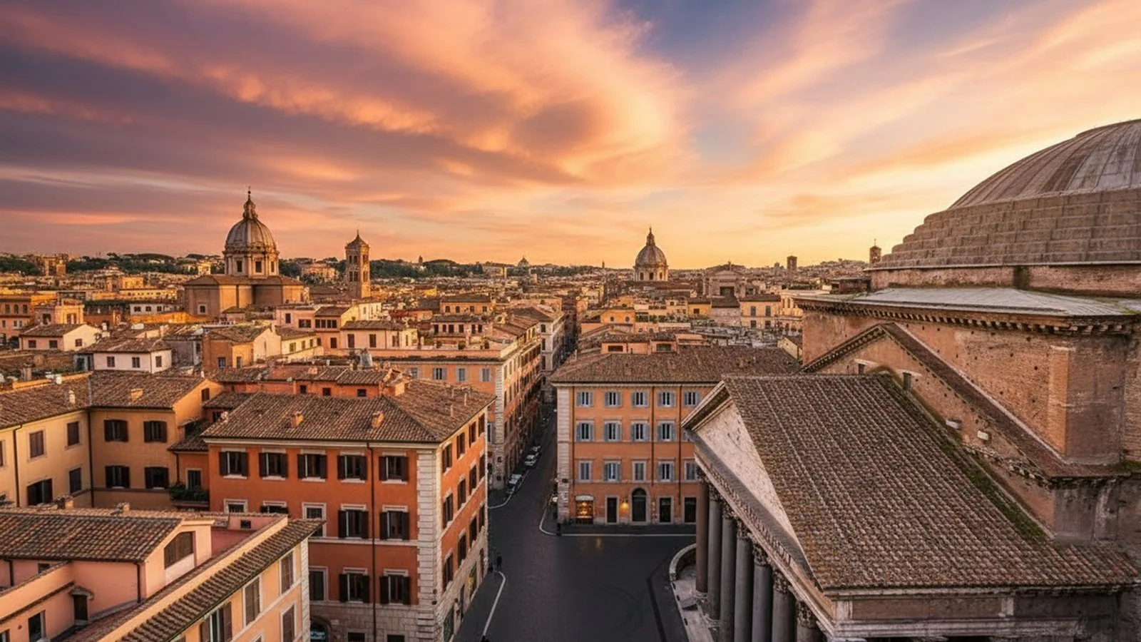 I tetti di Roma con la cupola del Pantheon